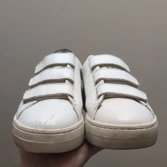 Sandro White Leather Velcro Sneakers - Picture 2 of 10